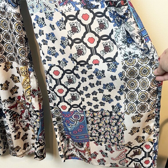 Lida Kate Wide Leg Jumpsuit Paisley Elephants V-neck Sz L - Picture 4 of 15